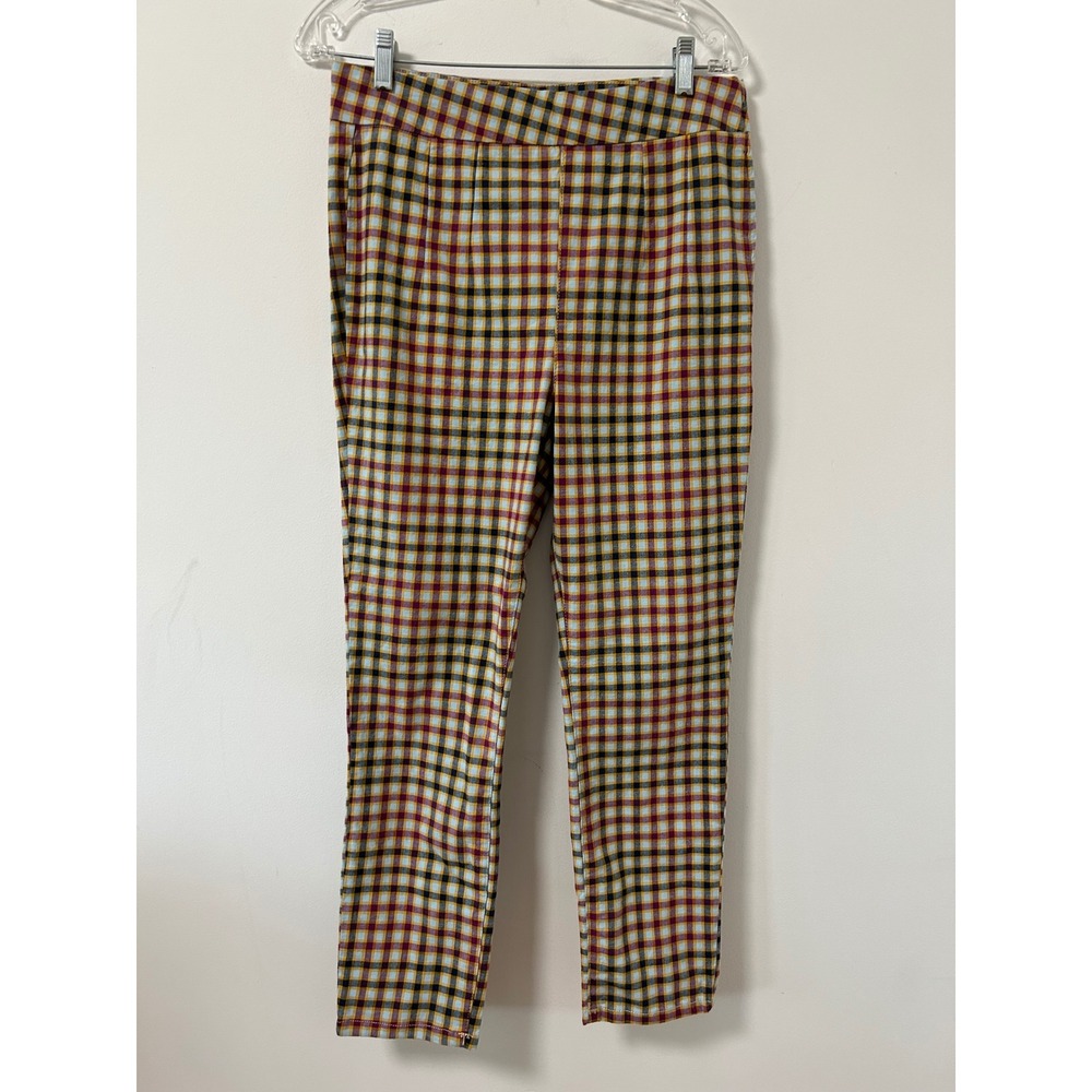 Free People Plaid High‎ Waisted Straight Leg Pants Ella Kick Skinny Size 3